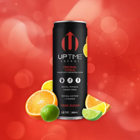 A 12 oz can of Uptime energy drink