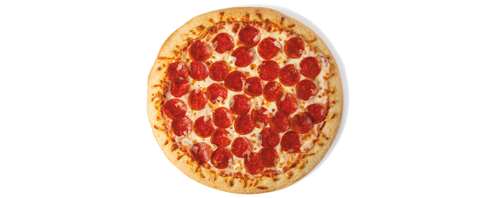 A whole 7-Eleven pepperoni pizza