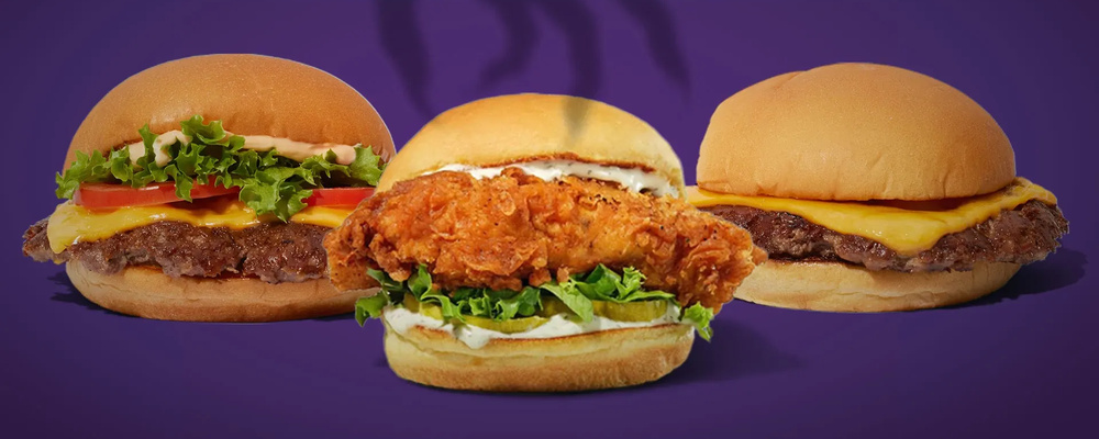 A ShackBurger (left), a Chicken Shack and a cheeseburger from Shake Shack